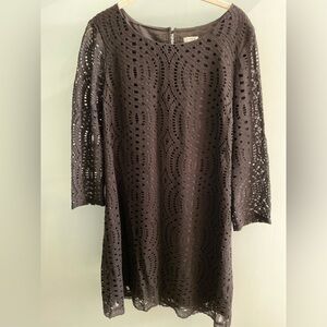 J.Crew Black 3/4 Sleeve Lace Shift Dress. Size 12